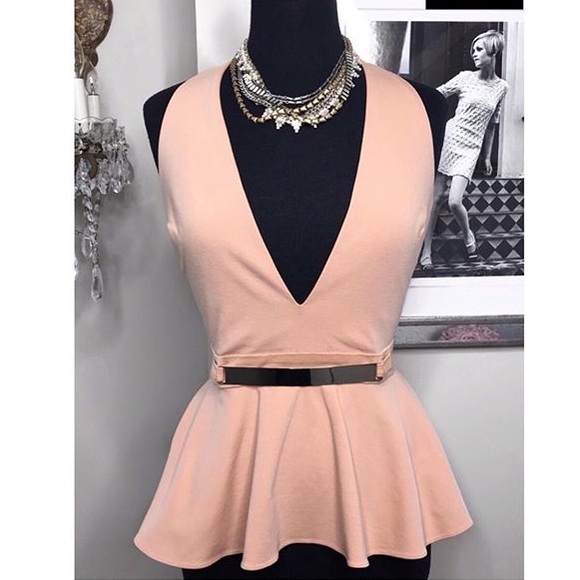 MARCIANO - PEPLUM HALTER TOP - Picture 1 of 7